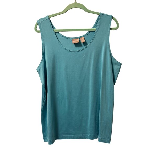 Chicos Womens Blue Sleeveless Tank Top Size XL Nylon/Spandex Blend Blouse - Picture 1 of 12